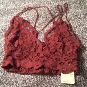 Free People Red Lace Bustier Camisole